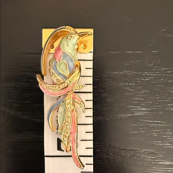 vintage Plainville Stock Co. Tropical Bird enameled brooch - Picture 5 of 6